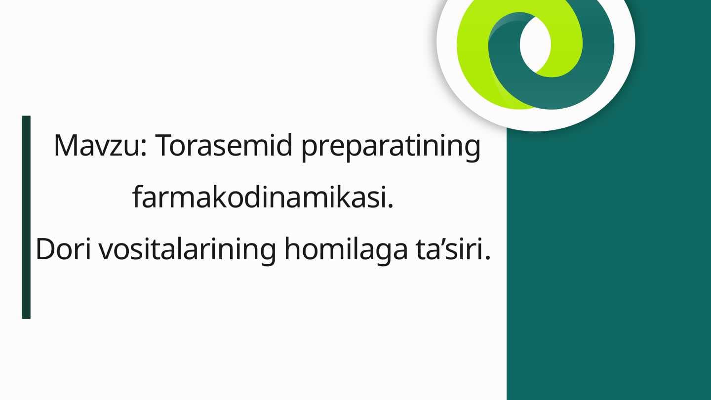 Torasemid farmakodinamikasi.