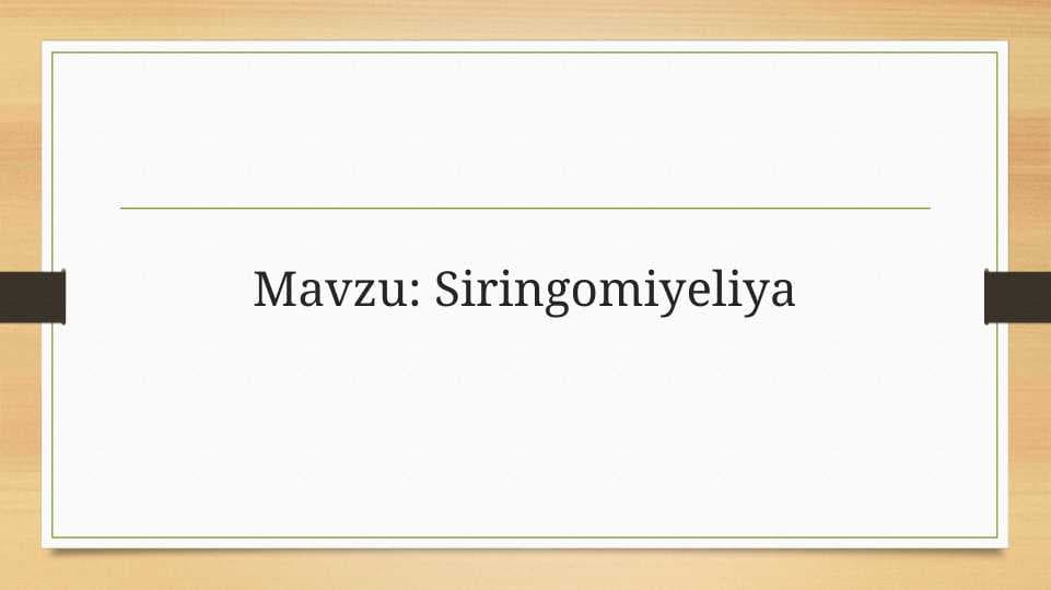 Siringomiyeliya