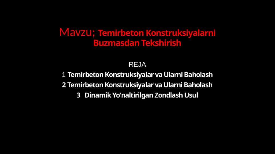 Temirbeton Konstruksiyalarni Buzmasdan Tekshirish