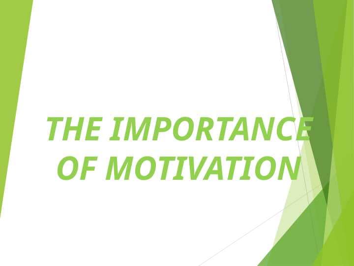 THE IMPORTANCE OF MOTIVATION