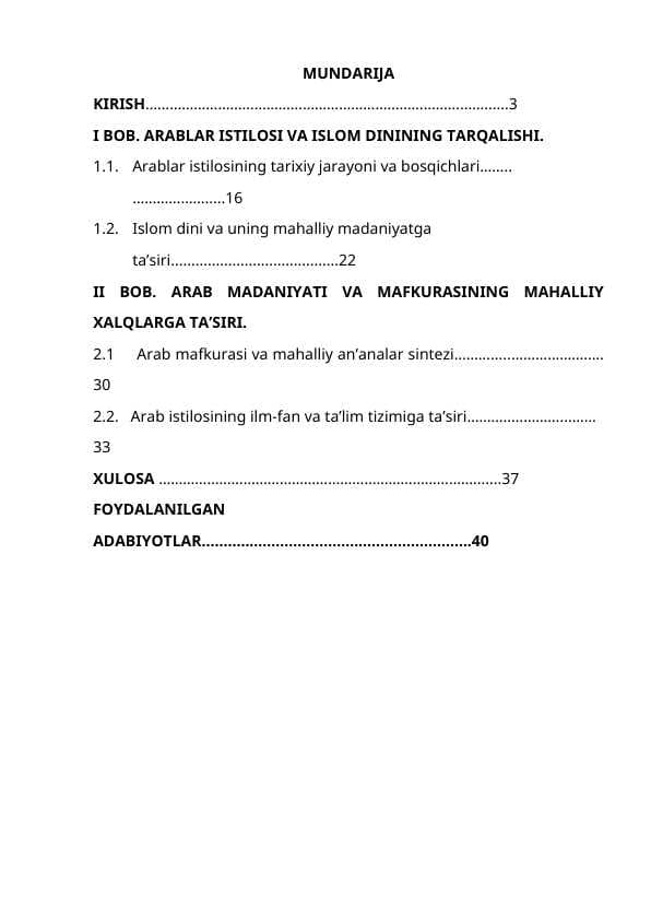Arablar istilosining manaviy va mafkuraviy oqibatlari