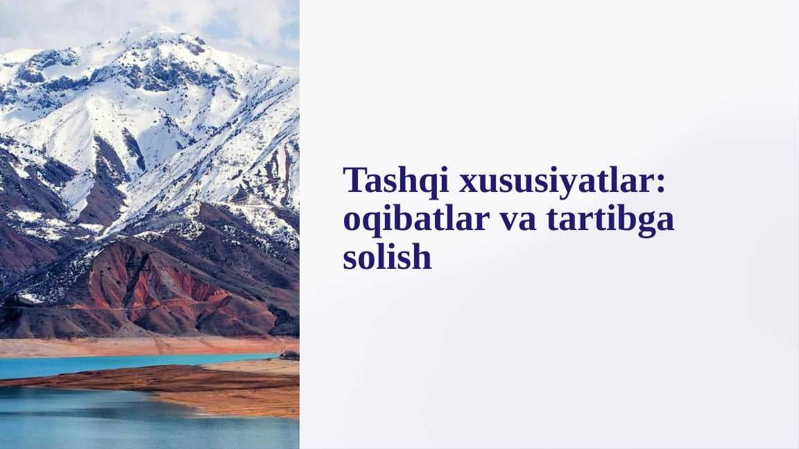 Tashqi xususiyatlar oqibatlar va tartibga solish