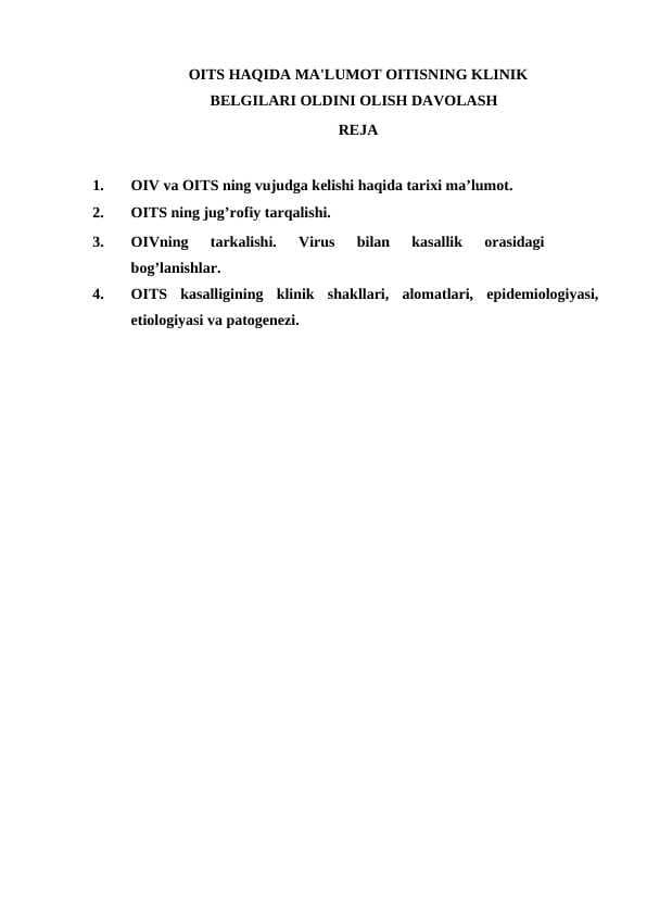 OITS HAQIDA MA'LUMOT OITISNING KLINIK BELGILARI OLDINI OLISH DAVOLASH