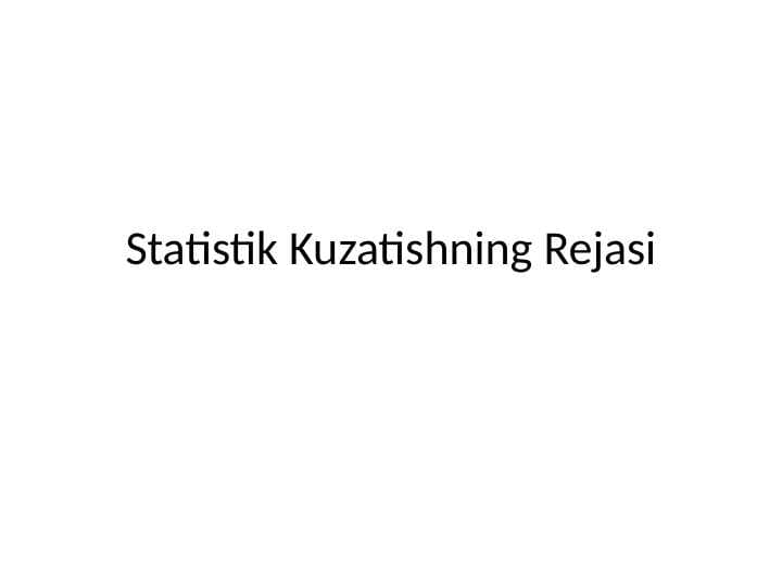 Statistik Kuzatishning Rejasi