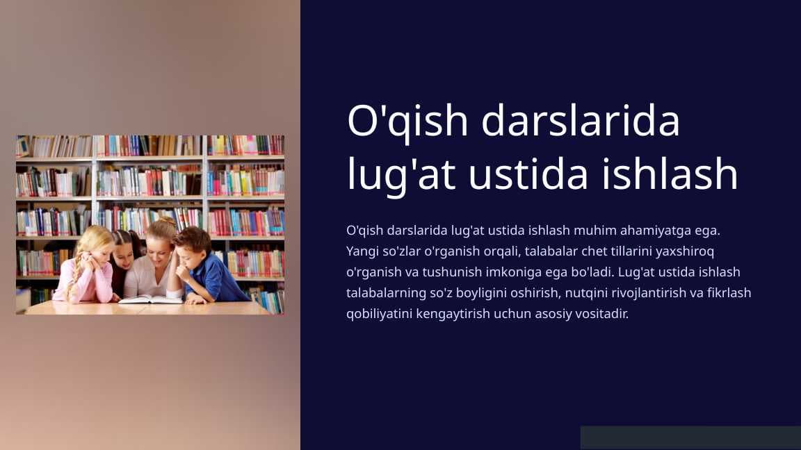 Ona tili O'qish darslarida lug'at ustida ishlash