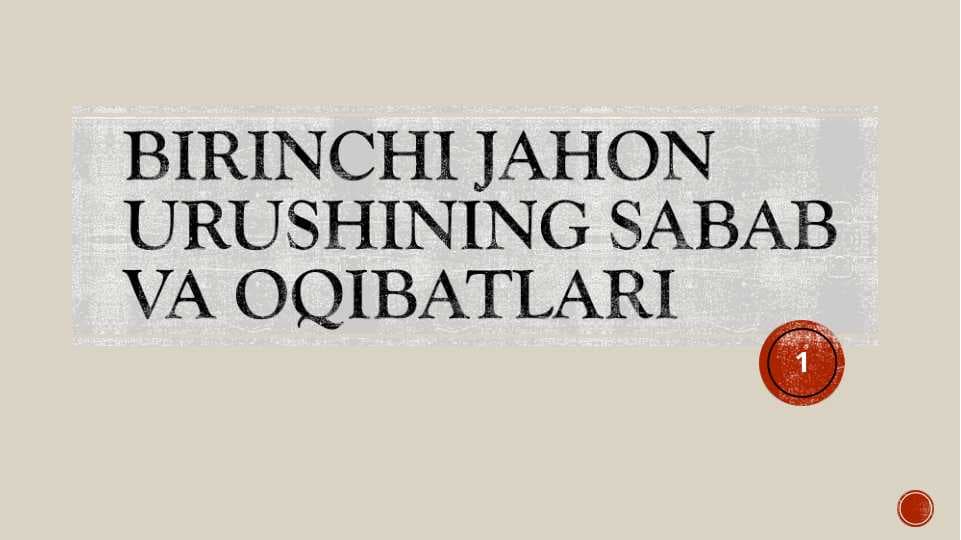 1 JAHON URUSH OQIBATI
