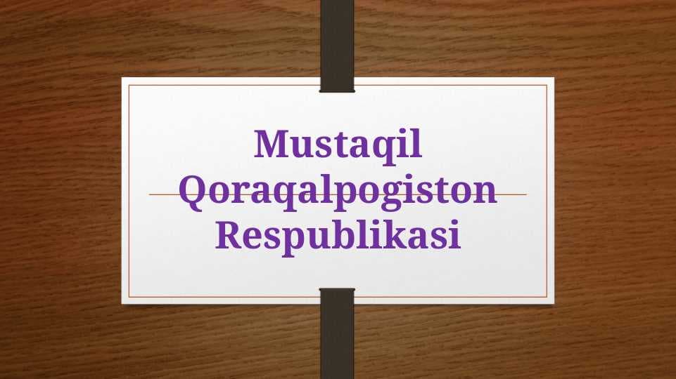 Mustaqil Qoraqalpogiston Respublikasi