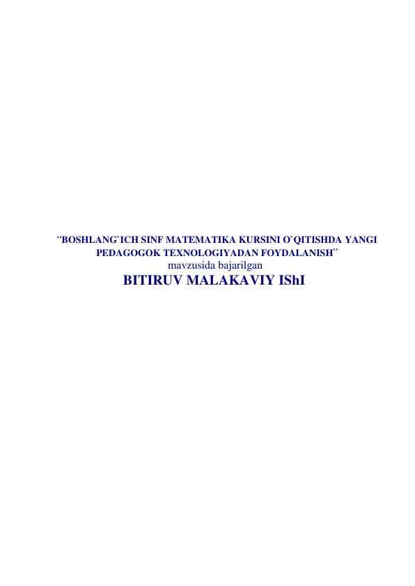 algebra elementlarini o'qitishda innovatsion texnologiyalaridan foydalanish 2-sinf misolida