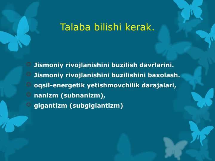 Bolalar o'sish va rivojlanishi buzilishlari semiotikasi