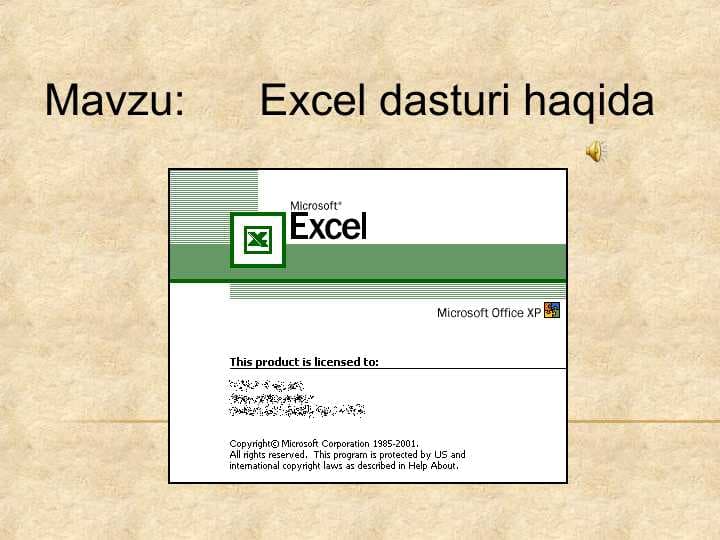 Excel dasturi haqida