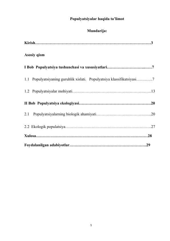 Populyatsiyalar haqida taʼlimot