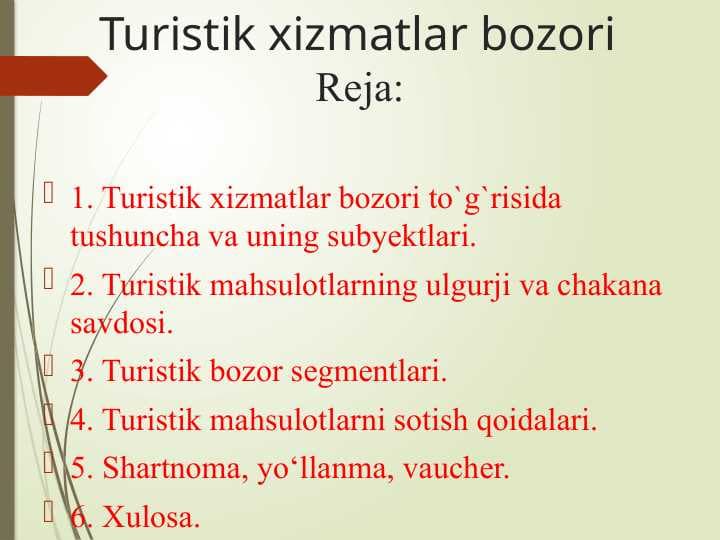 Turistik xizmatlar bozori