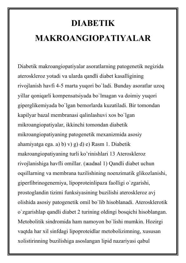 DIABETIK  MAKROANGIOPATIYALAR
