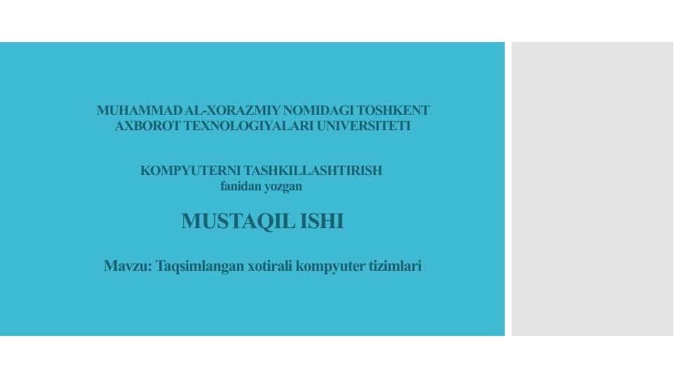 Taqsimlangan xotirali kompyuter tizimlari