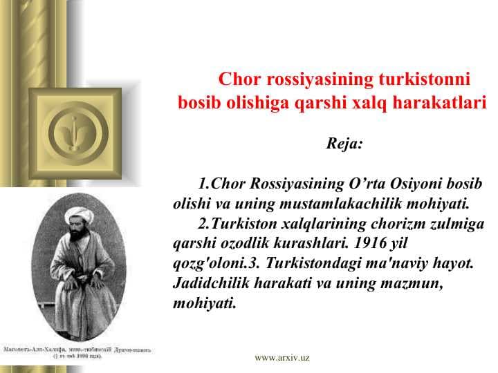 Chor rossiyasining turkistonni bosib olishiga qarshi xalq harakatlari