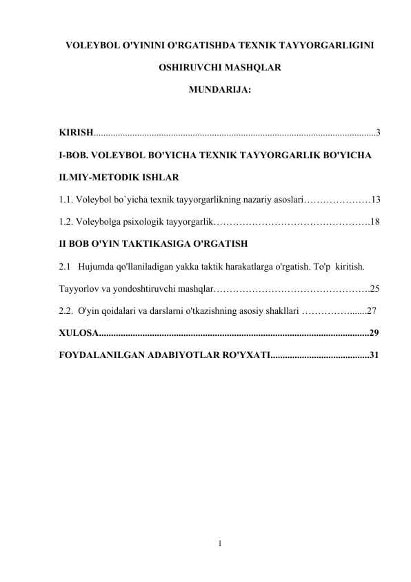 Voleybol o'yinini o'rgatishda texnik tayyorgarligini oshiruvchi mashqlar