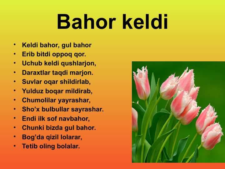 Bahor keldi
