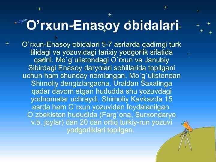 O’rxun-Enasoy obidalari