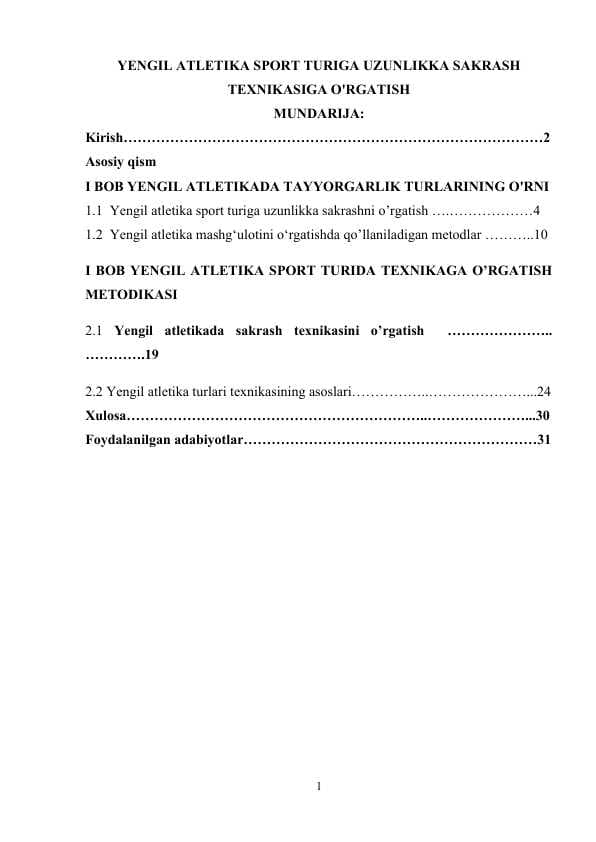 YENGIL ATLETIKA SPORT TURIGA UZUNLIKKA SAKRASH TEXNIKASIGA O'RGATISH