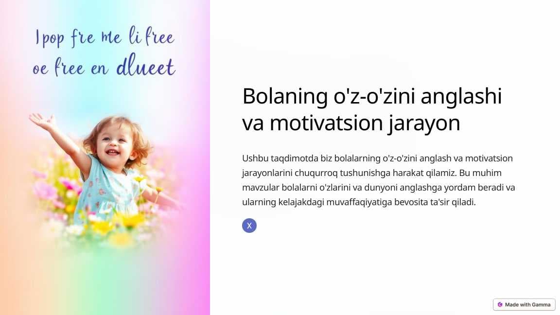 Bolaning o'z-o'zini anglashi va motivatsion jarayon