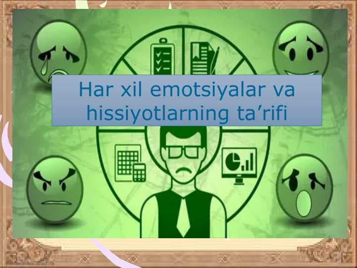Har xil emotsiyalar va hissiyotlarning ta’rifi
