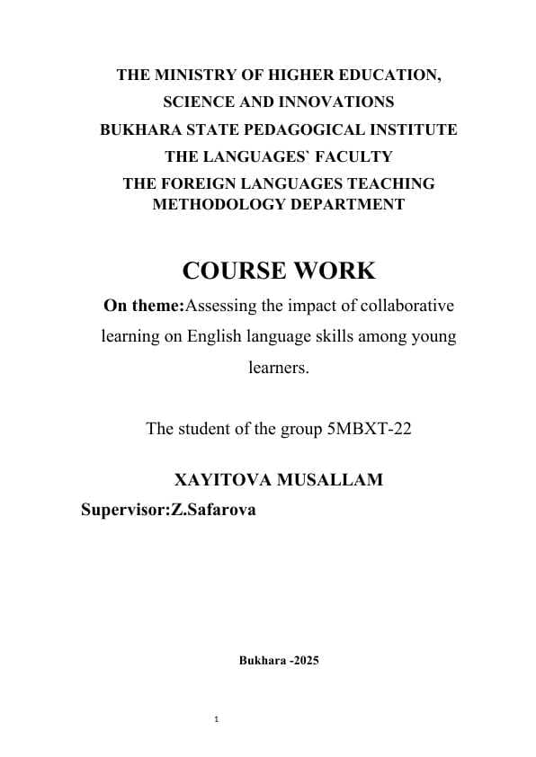 Assessing the impact of collaborative learning on English language skills among young learners.