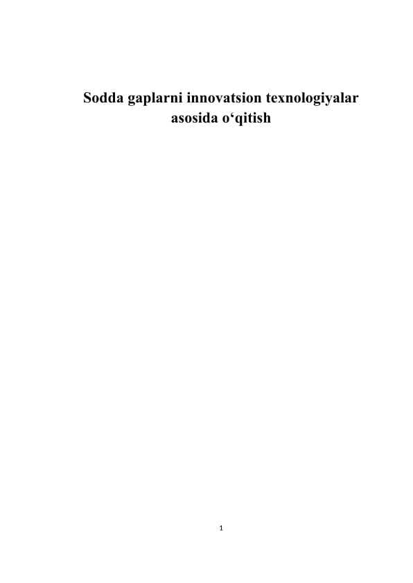 Sodda gaplarni innovatsion texnologiyalar asosida o‘qitish