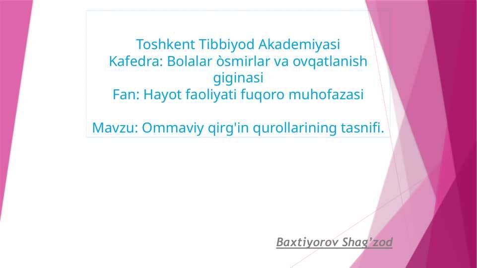 Ommaviy qirg'in qurollarining tasnifi