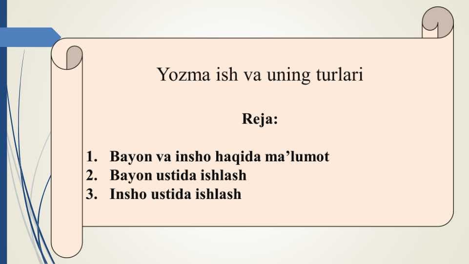 Yozma ish va uning turlari