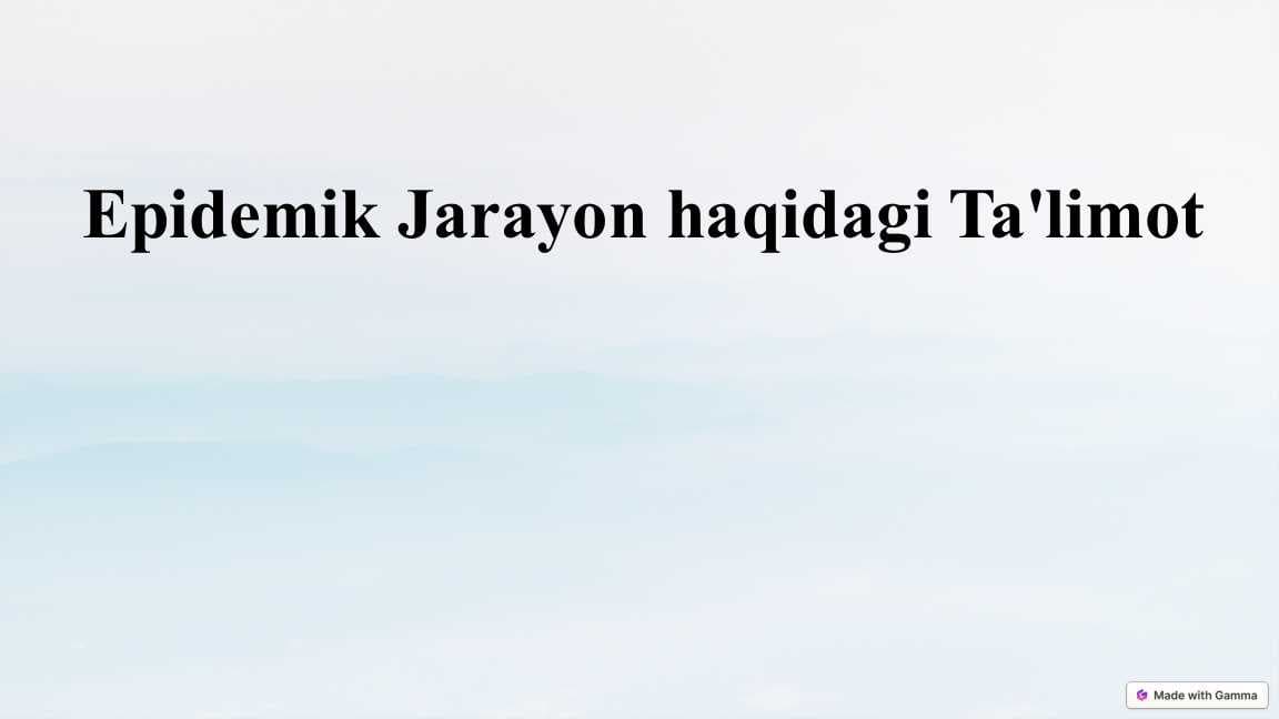Epidemik Jarayon haqidagi Ta'limot