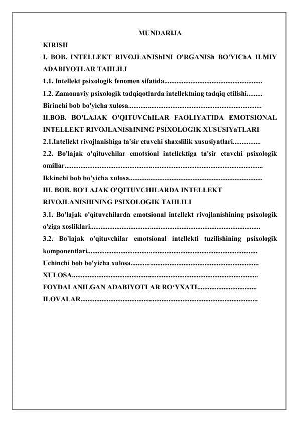Bo’lajak o’qituvchilarda intelektni rivojlantirishning psixologik asoslari
