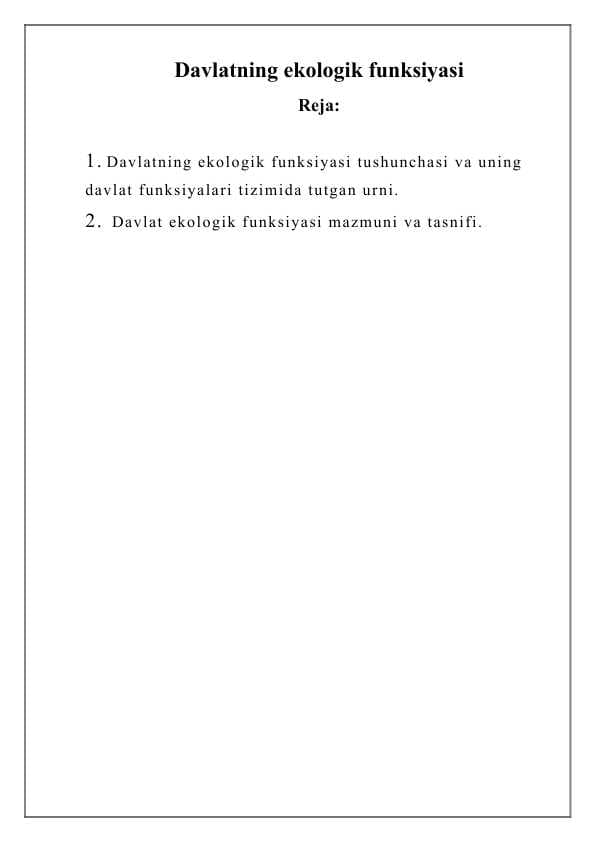 Davlatning ekologik funksiyasi