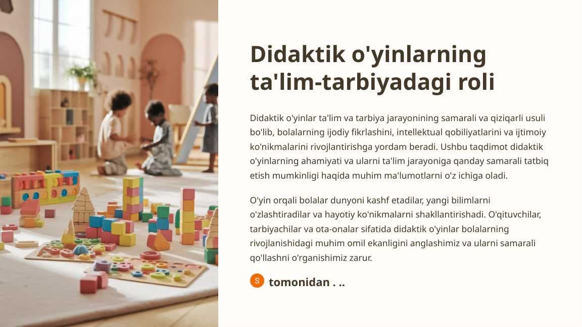 Didaktik o'yinlarning ta'lim-tarbiyadagi roli
