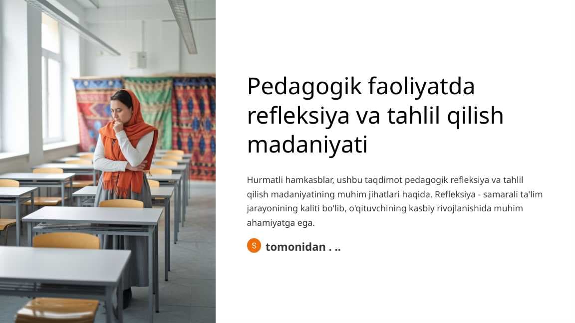 Pedagogik faoliyatda refleksiya va tahlil qilish madaniyati