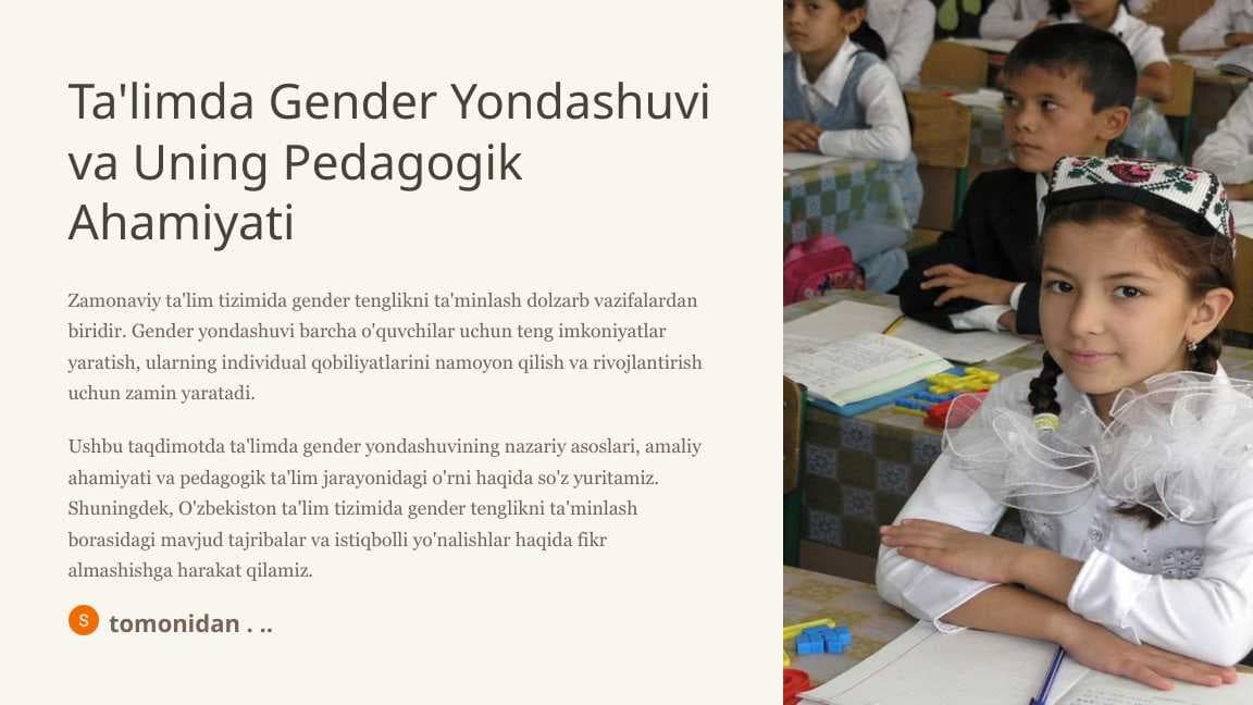 Ta'limda Gender Yondashuvi va Uning Pedagogik Ahamiyati