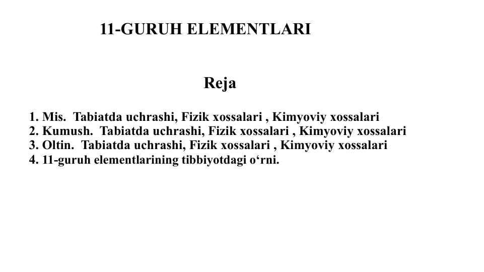 11-GURUH ELEMENTLARI