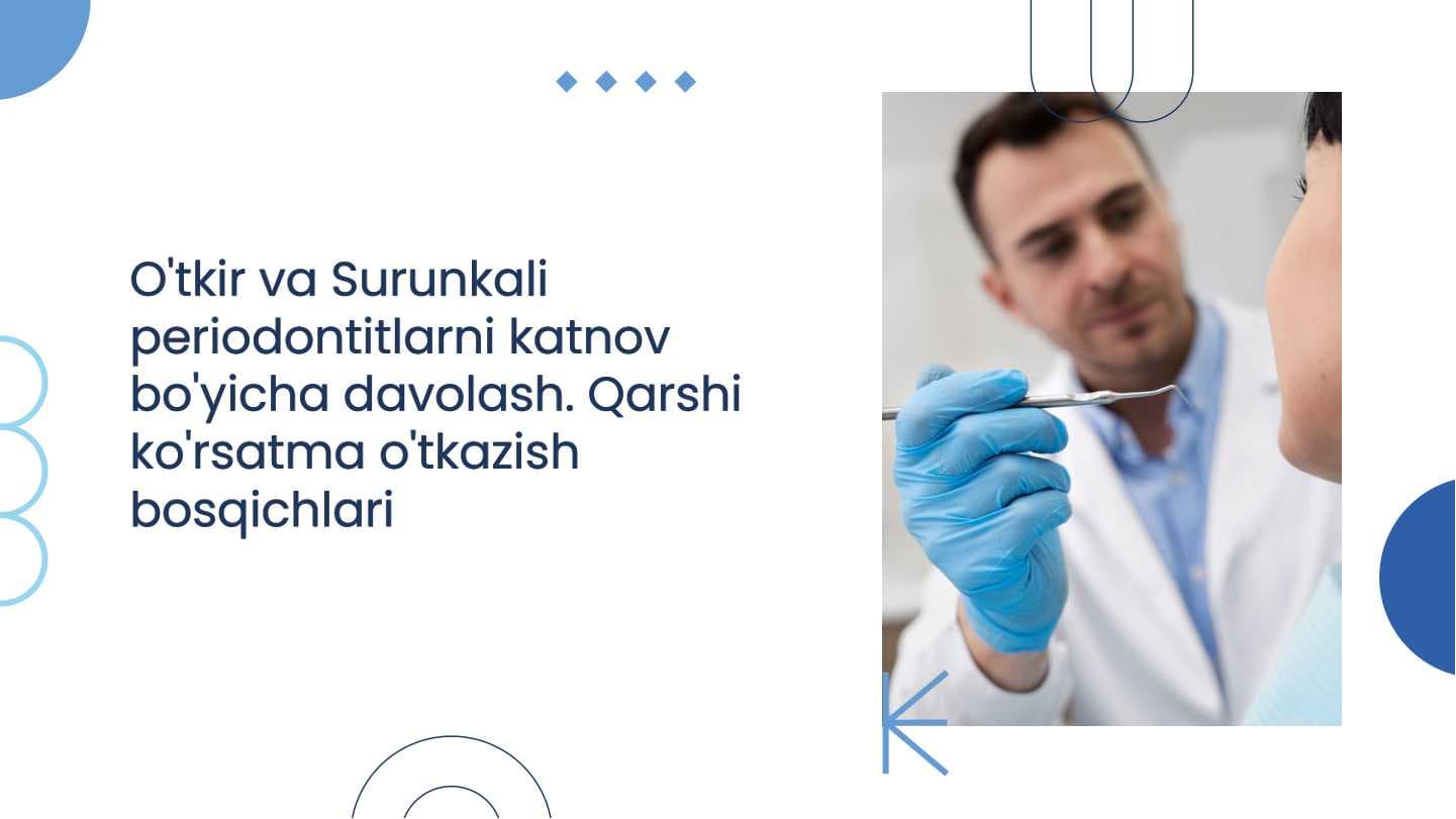 O'tkir va Surunkali periodontitlarni  katnov bo'yicha davolash. Qarshi ko'rsatma o'tkazish bosqichlari