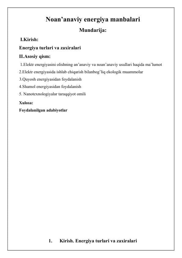Noan’anaviy energiya manbalari