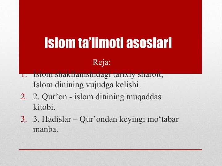 Islom ta’limoti asoslari