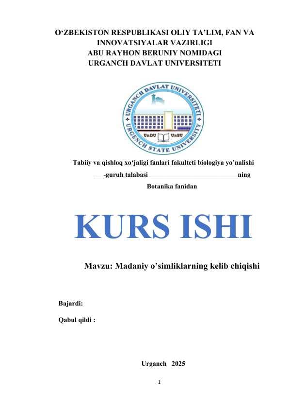 Madaniy o’simliklarning kelib chiqishi