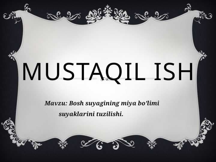 Bosh suyagining miya bo’limi suyaklarini tuzilishi.