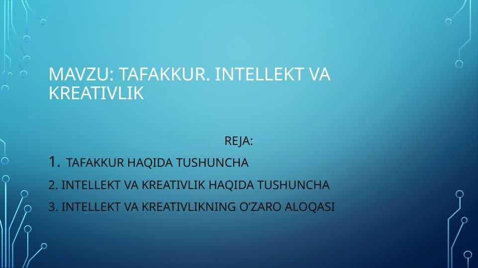 tafakkur Intellekt va kreativlik