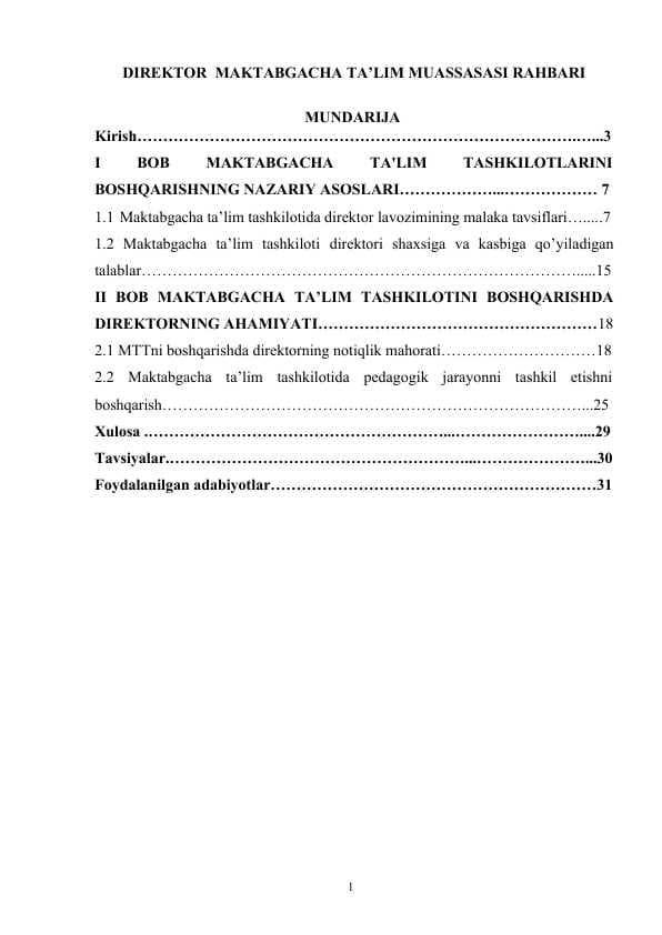 Direktor  maktabgacha ta’lim muassasasi rahbari