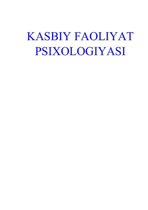 KASBIY FAOLIYAT PSIXOLOGIYASI