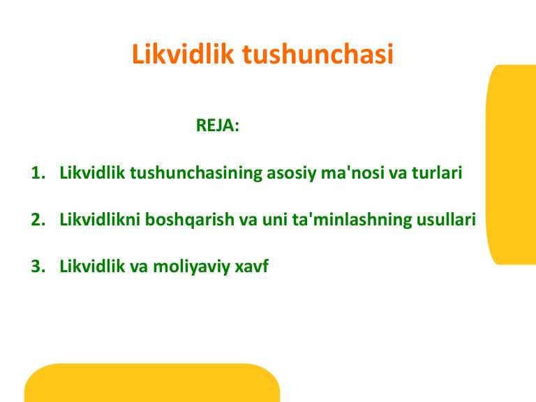Likvidlik tushunchasi