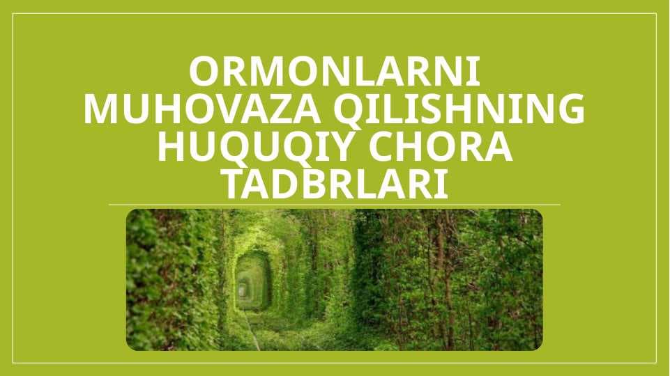 Ormonlarni muhovaza qilishning huquqiy chora tadbrlari