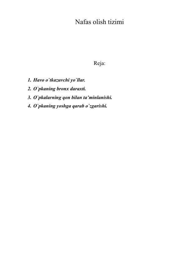 Nafas olish tizimi