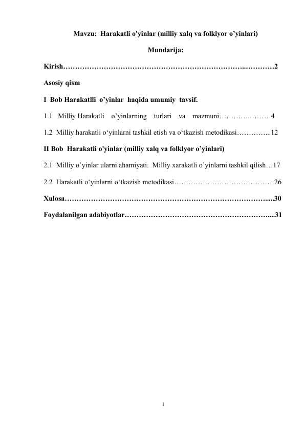 Harakatli o'yinlar (milliy xalq va folklyor o’yinlari)