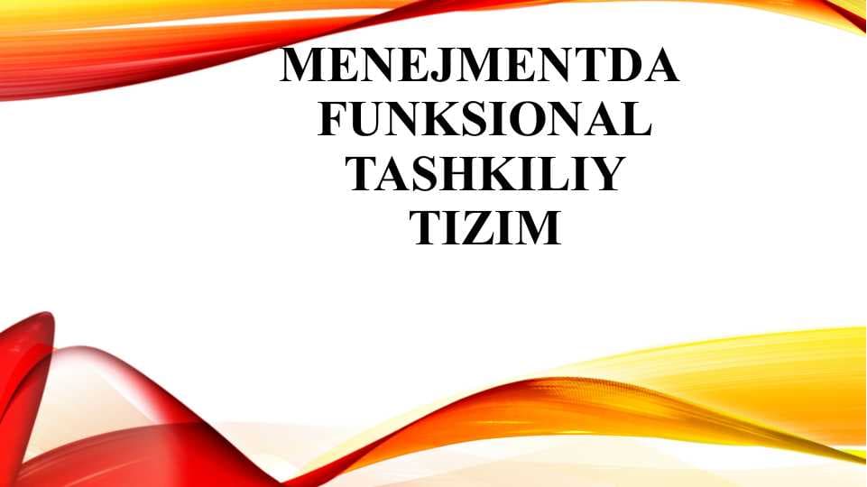 Menejmentda funksional tashkiliy tizimMenejmentda funksional tashkiliy tizim