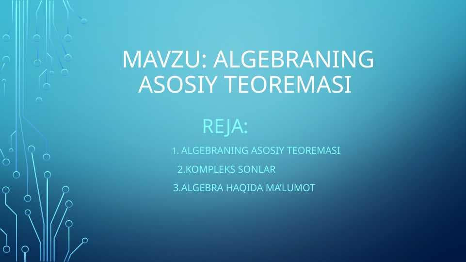 ALGEBRANING ASOSIY TEOREMASI